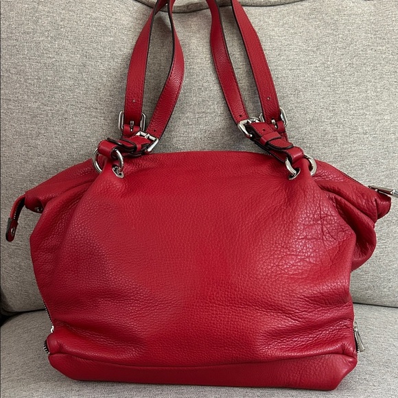 Coccinelle Red Leather Shoulder Tote Bag Purse - Picture 5 of 9